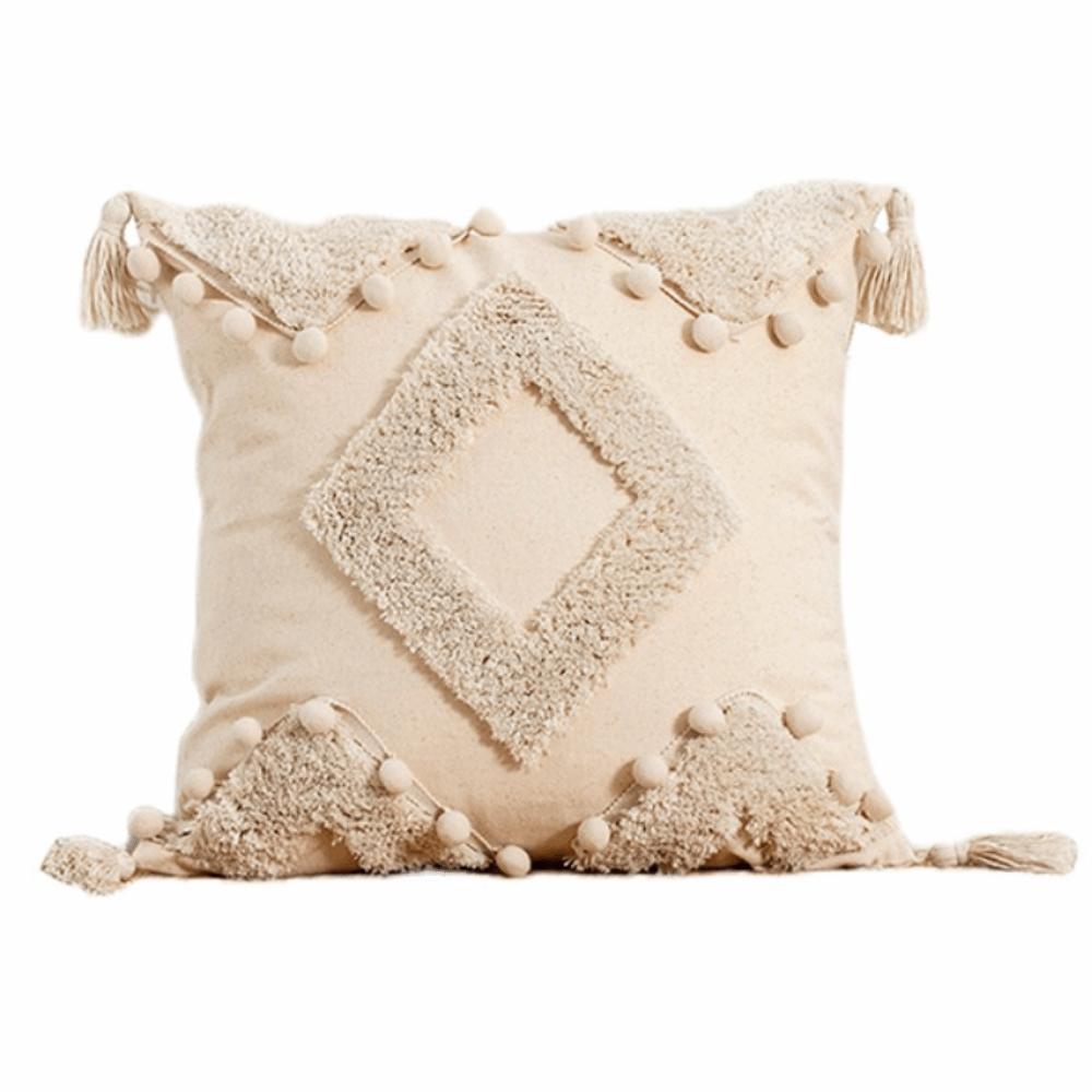 Vintage Tufted Fringed Cushion Cover Rustic Style Pillowslip Elegant Pillowcase Bed