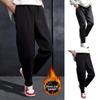 Зимние мужские брюки из плотной плюшевой ткани с эластичной талией, ветрозащитные, однотонные, свободные, теплые, для повседневной носки, спортивные брюки