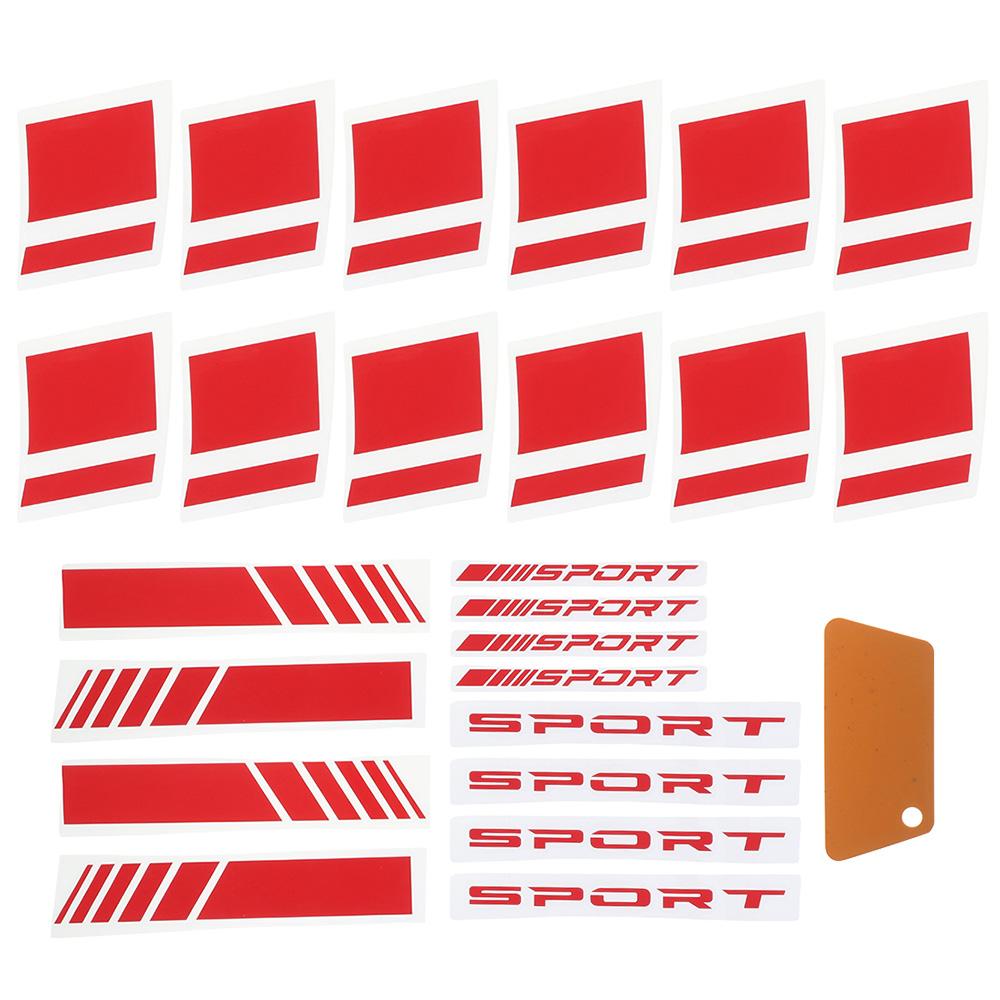 24pcs Red / Black / White Auto Racing Sport Logo Decals  for 18-21 Inch Wheels Tire Rim