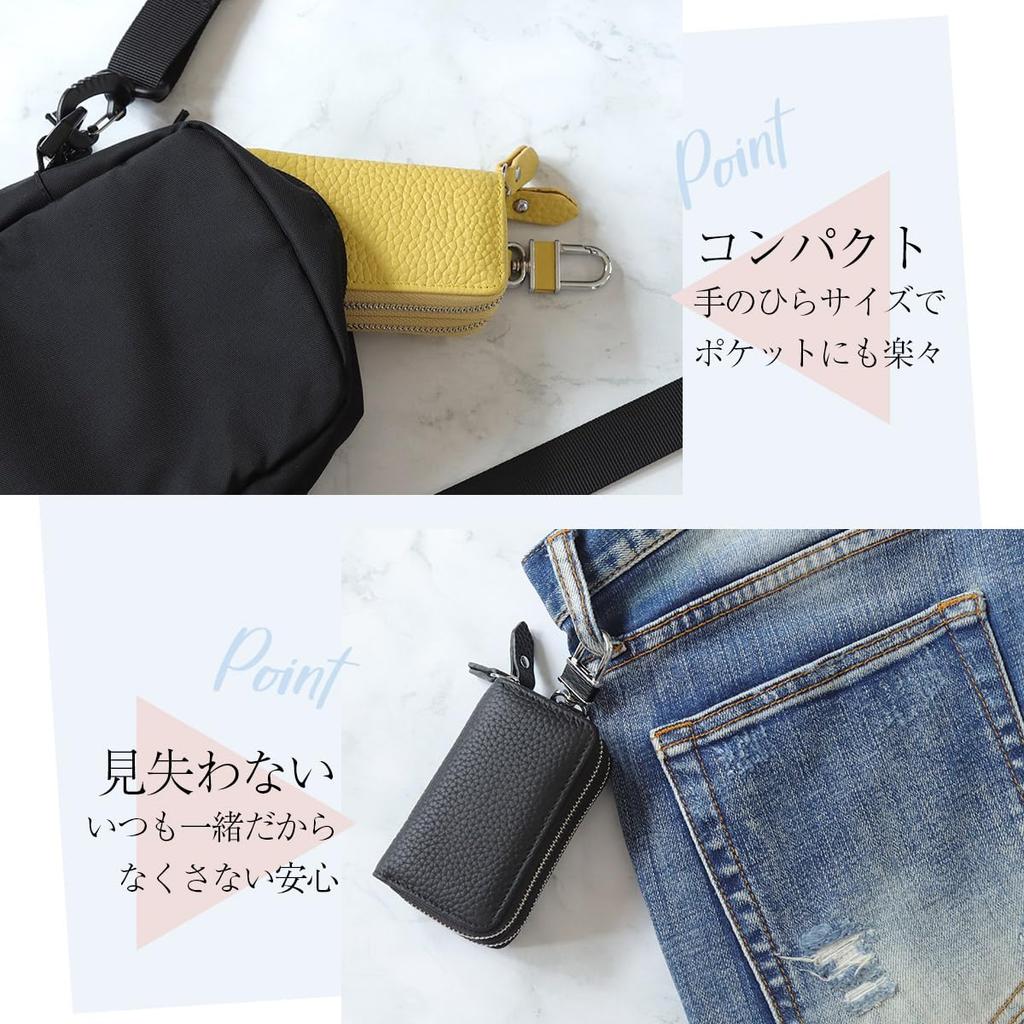 Big Brave Smart Key Holds 2 Double Genuine for Men and Black Case, Keys, Zipper, Leather, Women, Case-ren-4,