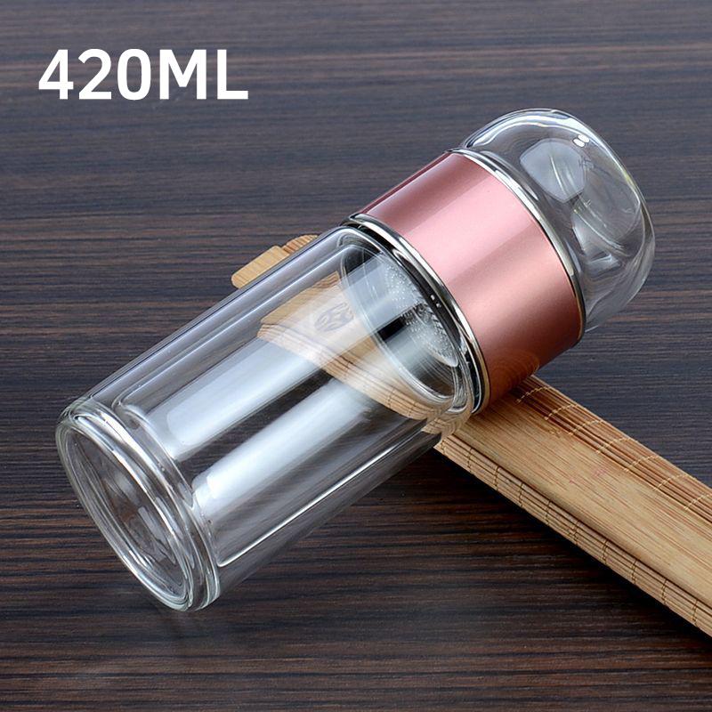 Tea-Water Separation Tea Cup Easy To Clean Glass with Double-layer Tea Infuser Water Cup Suitable for Office Outdoor Travel420ML