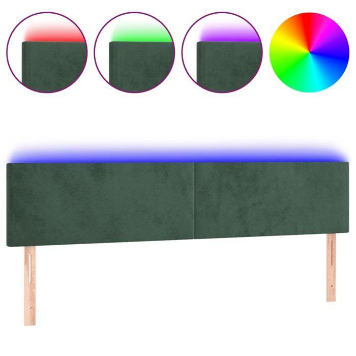 VidaXL LED Headboard Bedroom Furniture Double Bed Accessory Head of Bed Frame Interior Dark Green 3121395