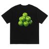 Original Design Green Apple Pattern Short-sleeved Fun Fruit Print Summer T-shirt, Casual Instagram Versatile Top