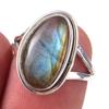 Кольцо из чистого серебра 925 пробы с натуральным лабрадоритом ручной работы, размер 6 c2F20