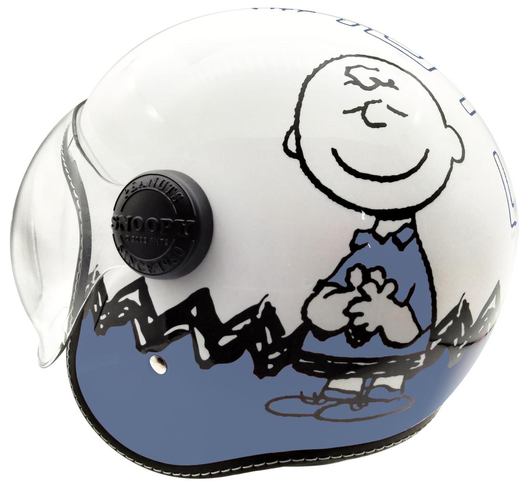 Snoopy Charlie Brown Open Face Jet Helmet with UV Shield & (Blue)