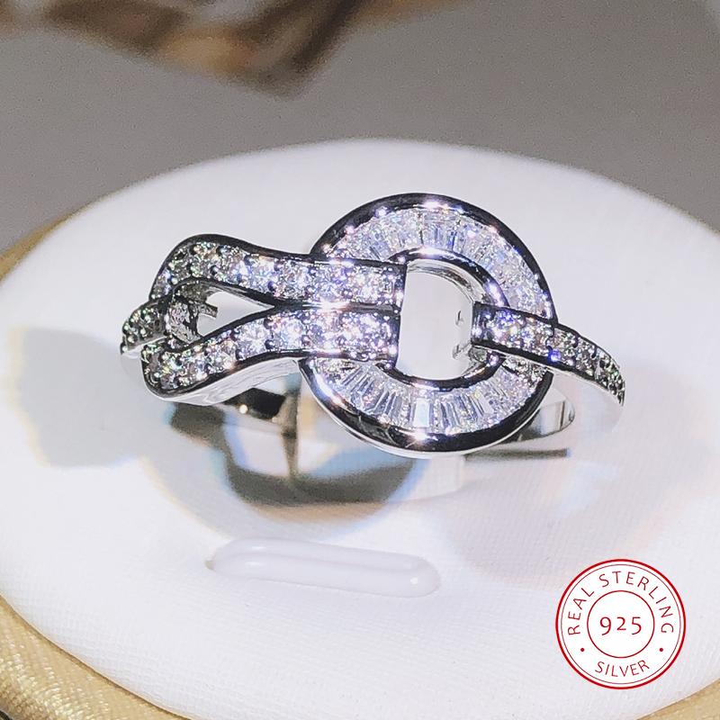 925 sterling silver geometric round winding ring ladies jewelry party birthday gift suitable for women