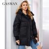 2023 Brand High Quality Solid Women's Jacket Black Fashion Warm Coats Women Winter Down Jackets Hooded Parkas 83271