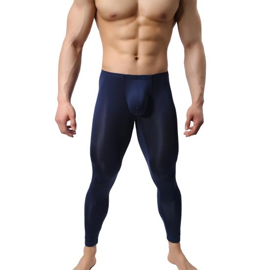 Мужские брюки, ультратонкие U-образные мешочки, высокая эластичность, мягкие, узкие, со средней талией, узкие лосины, леггинсы, нижнее белье, мужские домашние прозрачные брюки для отдыха, одежда для сна, низ