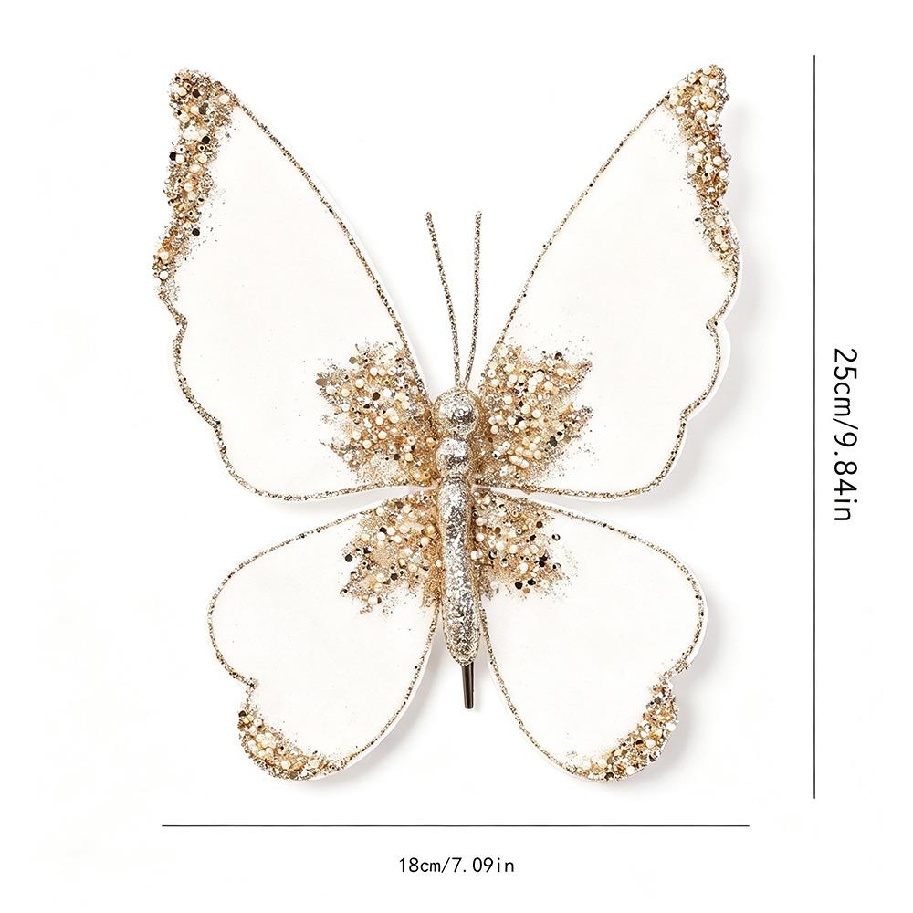 Multicolor Butterfly Ornament Glitter Coated Flocked Butterfly Decor Christmas Party