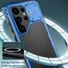 For Samsung Galaxy S25 Ultra Case Aluminum Alloy+Silicone Lens Kickstand Phone Cover with Tempered Glass Film