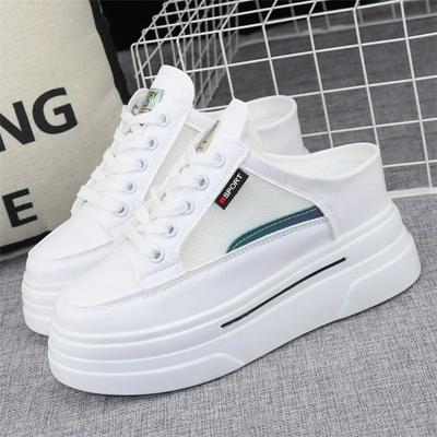 Модные сетчатые дышащие тапочки женские 2024 лето для улицы на толстой подошве с внутренней платформой 8 см слипоны лоферы без задника кроссовки