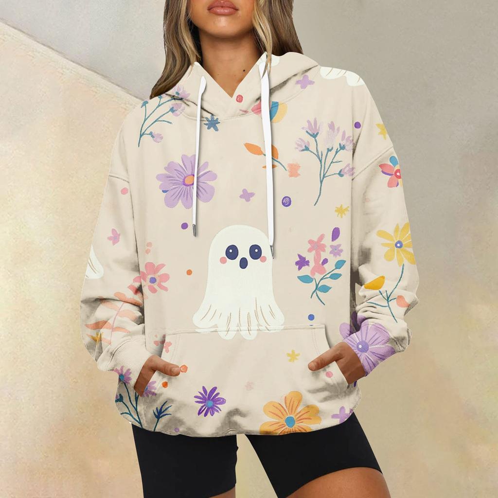 Women's Fashion Casual Long Sleeve Hooded Printed Sweatshirt