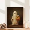 With Wooden Frame - Halloween Modern Art Canvas Poster - Cute Ghost Face Ghost Pumpkin Poster New Year Easter Gift
