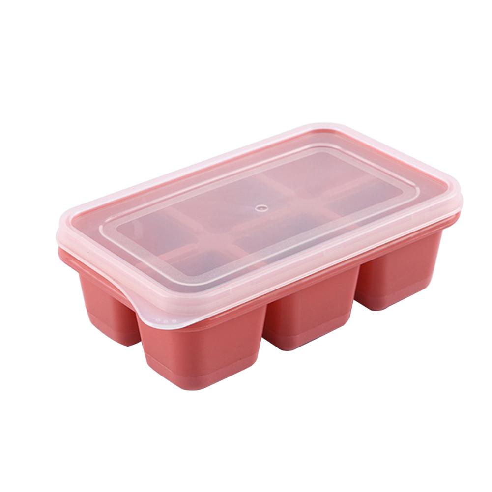 T0# Silicone Square Ice Mold with Lid DIY Ice Tray Mould Accessory (Pink)