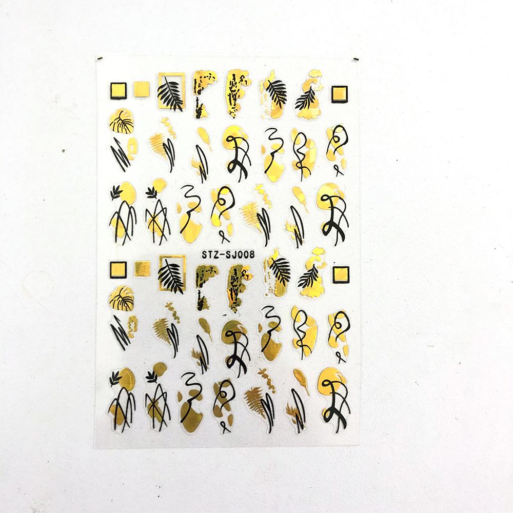 Abstract Line DIY Nail Stickers for Women Girls Nail Art Decorations Rose Gold Spring 3D Sliders for Manicure Nail Polish Decals