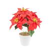 Artificial Poinsettia Silk Flower 5-Head Christmas Decor Home Holiday Party Wedding