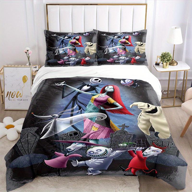 3pcs Nightmare Before Christmas Jack and Sally Print Cover Set Ultra Soft, Breathable, and Comfortable Bedding with Stylish Design for Bedro