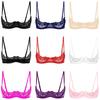 Female Lingerie Sheer Floral Lace 1/4 Cups Underwired Bra Underwear Hollow Out Bralette