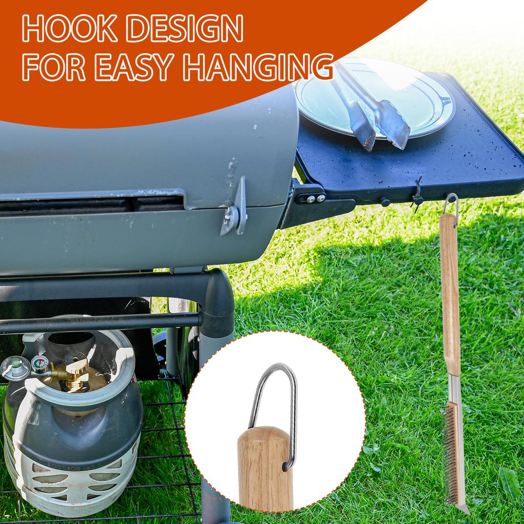 Щетка для чистки пиццы в духовке длиной 21 дюйм с длинной ручкой из нержавеющей стали, кухонная щетка для чистки пиццы и скребок, аксессуары для духовки