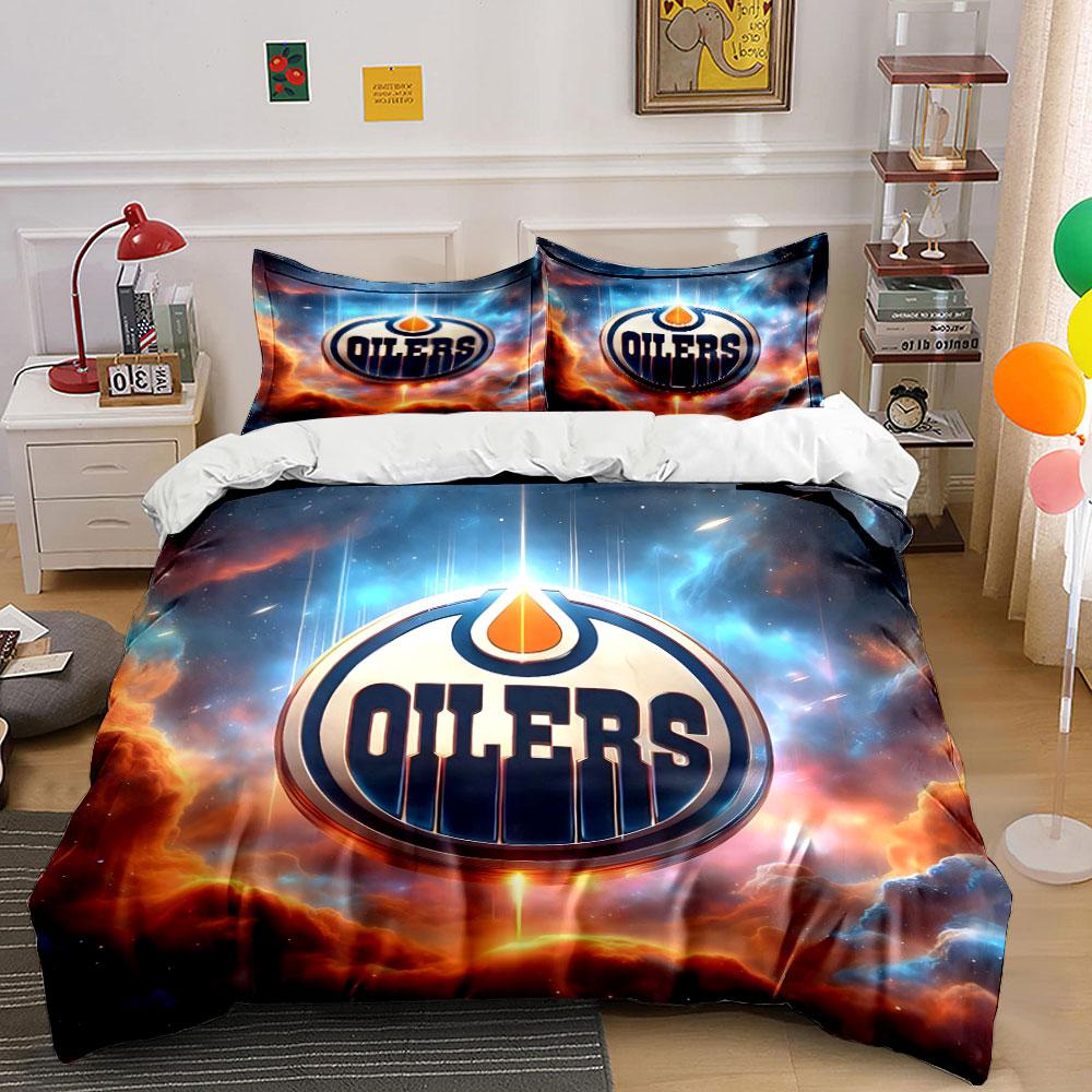 "Colorful Oilers Team Logo Design" Print Bedding Set Duvet Cover Pillowcases (1* Duvet Cover 2* Pillowcases Do Not Include Comforter)