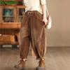 Woman Winter Vintage Elasticated Waist Loose Harem Pants Chinese Style Casual Vintage Style Pants