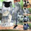 White Wolf Dog Print Yoga Outfit for Women Fashion 3D Printed Workout Leggings Fitness Sports High Waist Casual Yoga Pants