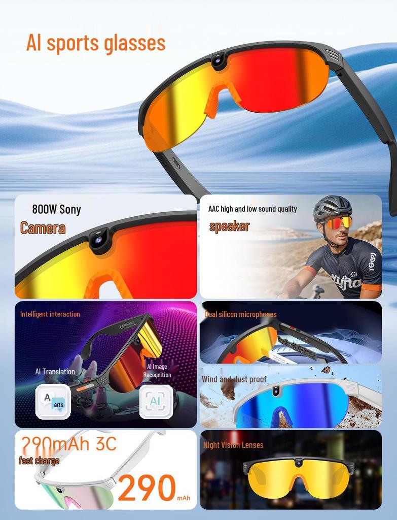 G5 Smart Bluetooth Cycling Glasses with AI Voice Assistant, Photo & Video Capture, Anti-Blue Light.