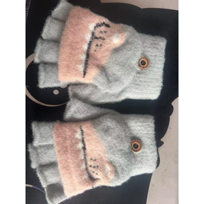 Новый стиль детские перчатки для 4-10 лет с бархатными полупальцами, откидные, мультяшные детские перчатки из норкового бархата для согревания зимой