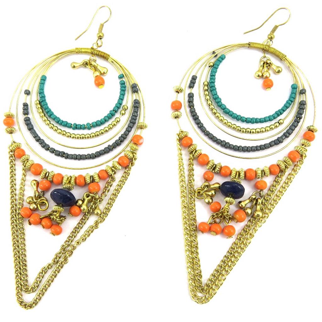 Les Trésors De Lily [L5762] - Дизайнерские серьги золотисто-оранжевого цвета «Алтай»