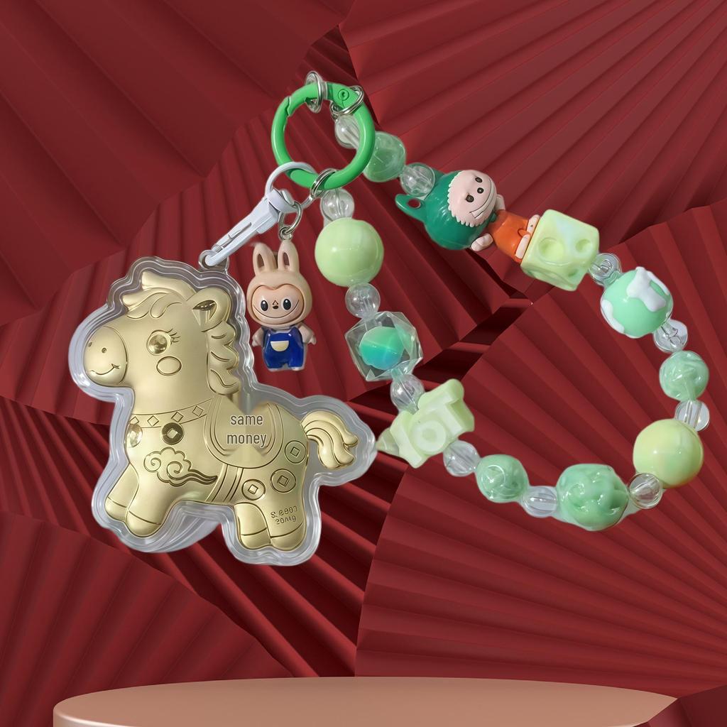 Кулон-брелок для ключей в виде лошади из чистого золота 999 пробы: Талисман мгновенного богатства для телефона, сумки или автомобиля