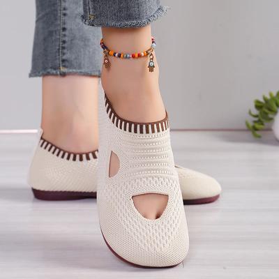 Otoño mujer de punto transpirable zapatos повседневные кроссовки Hueco Vulcanizado Mujer zapatos de mujer plana Talla 43