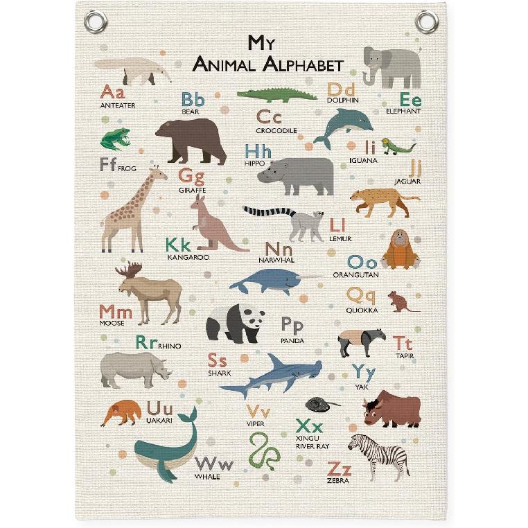 Toddler Room Decor,Alphabet ABC Poster Canvas Banner,Nursery Wall Decor,Boho ABC Poster Wall Hanging Pennant Flag for Kids Nursery,Toddler