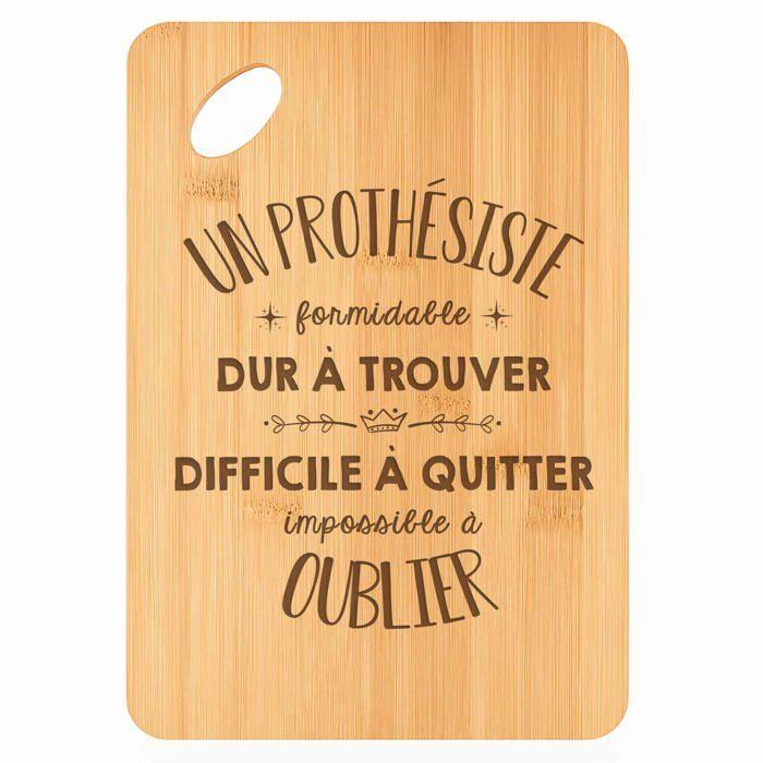 Planche à découper / Plateau apéro - PLANETEE - Un Prothésiste Formidable (gravé) - Bambou - 30x20x1 cm - Trou Ø24 mm