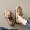 2024 Spring Autumn Lace Up Loafers Comfy Round Toe Women Pu Leather Moccasins Women Soft Soled Flats Solid Casual Board Shoes