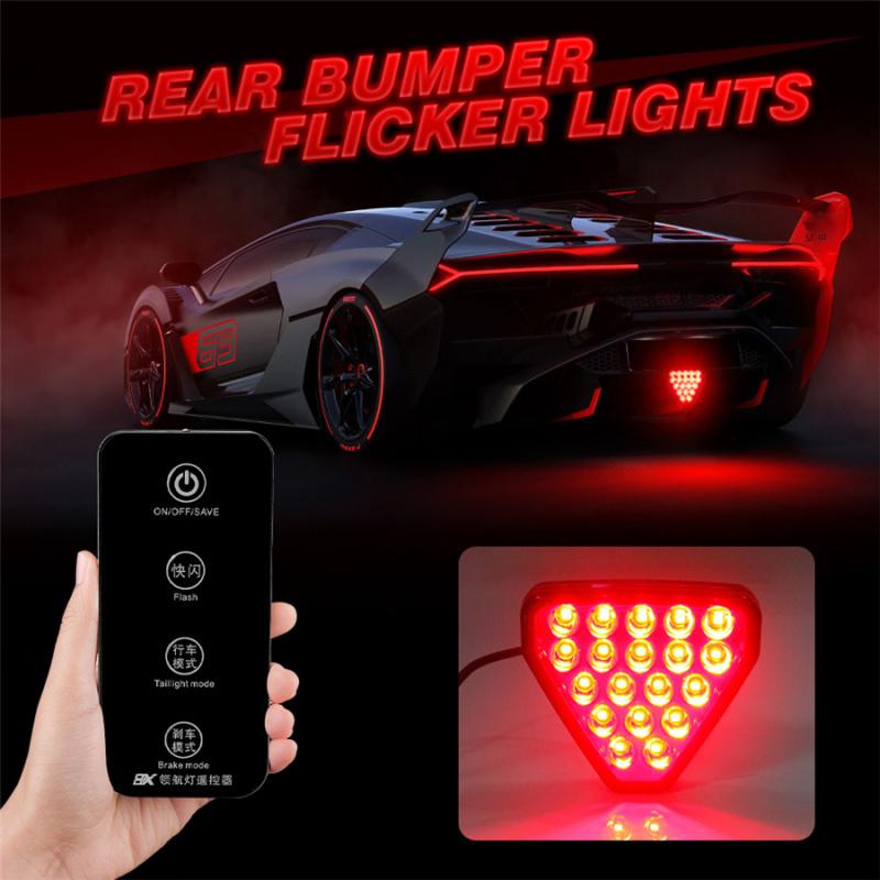 1Pc Car Triangle Lights Rear Brake Light Stop Safety Remote Lamp For Jdm Bba 12V