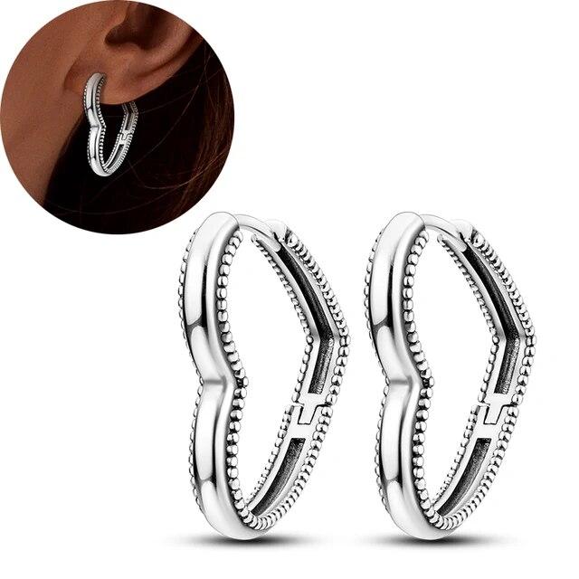 Настоящее серебро 925 пробы, двойные серьги-кольца, круглые серьги в форме сердца и звезды для женщин, подарок на день рождения для подруги