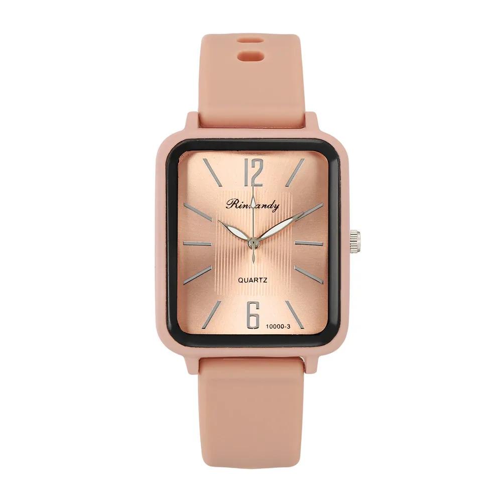 Fashion Silicone Women Watches Luxury Qualities Rectangle Quartz Wristwatches with Bracelet Simple Black White Female Wristwatch
