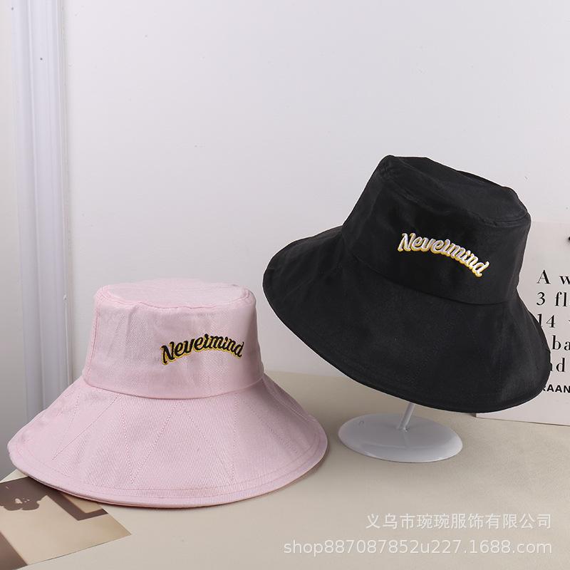 Letter embroidered fisherman hat women outdoor eaves sunshade sun hat leisure beach vacation sun hat
