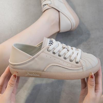 Ретро кожаные белые туфли повседневные модные одинарные туфли