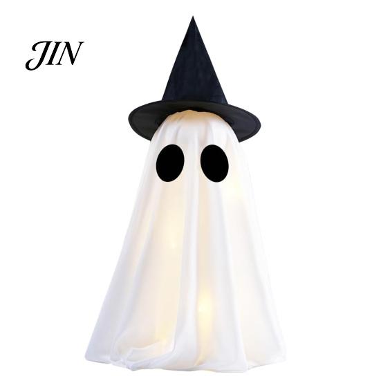 Party Decorations for Halloween Ghost Decoration, Light-Up with Witch Hat/Bow, Decoration Spooky Standing Decor Porch Yard Outdoor Ghost-themed