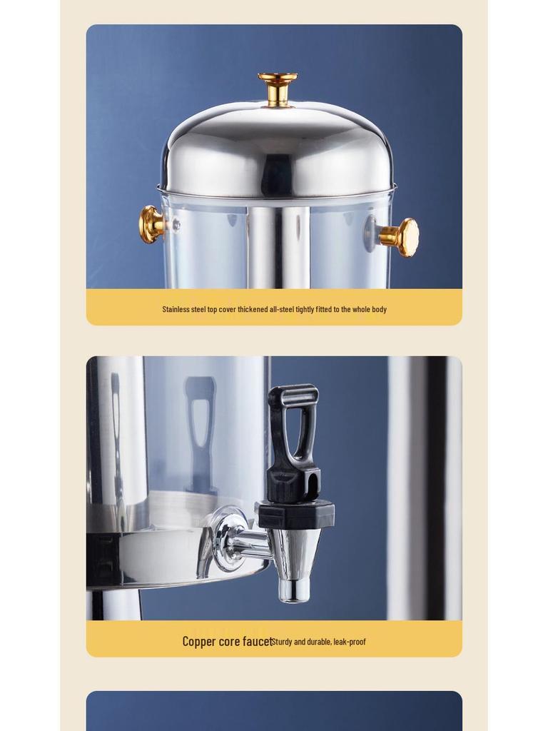 Stainless Steel Buffet Juice Dispenser with Faucet - Large Capacity Cold Drink Machine, Single or Double Head Options