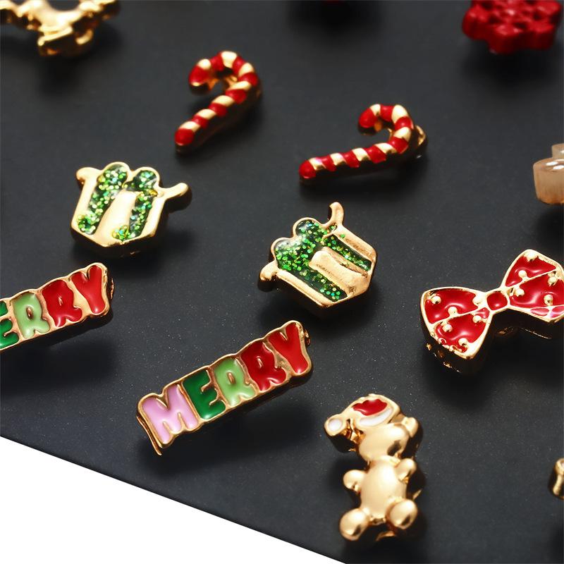 Набор из 24 пар рождественских серег для женщин, маленькие блестящие серьги с цирконом в виде рождественской елки, Санта-Клауса, снежинок, праздничные ювелирные аксессуары в подарок