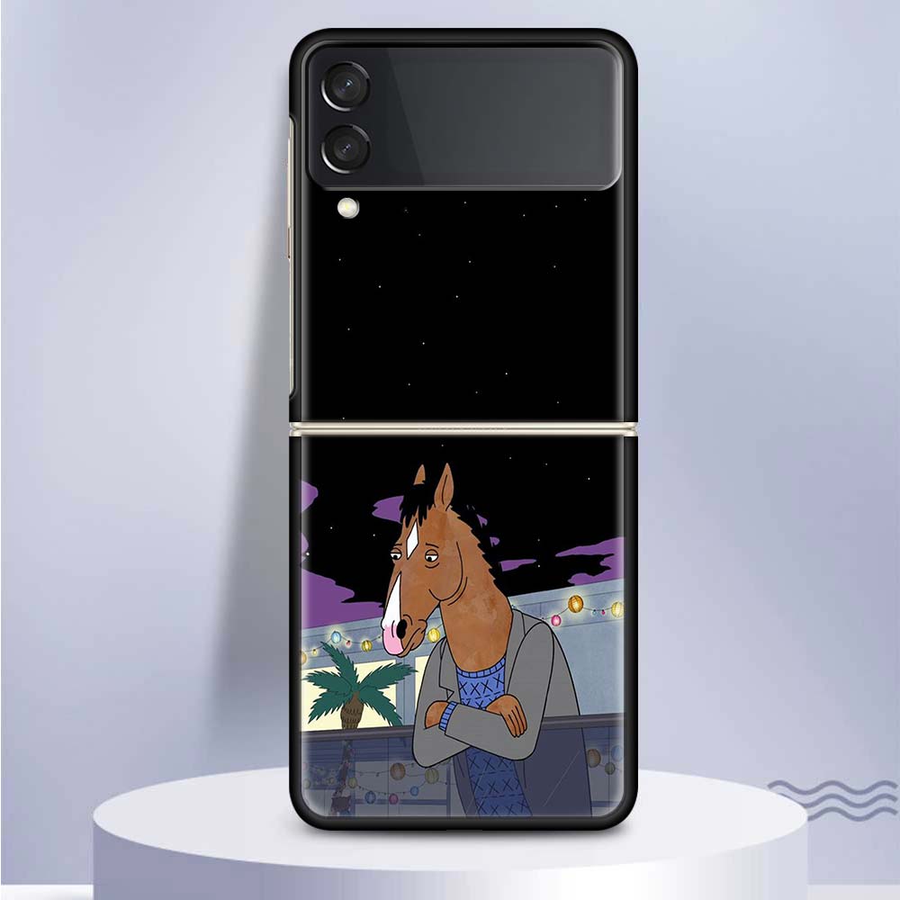 Чехол для телефона Samsung Galaxy Z Flip 5 4 3 5G с изображением мультфильма B-BoJack Horsemans, черный, твердый чехол ZFlip 5 4 3, роскошный противоударный бампер C