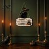 Seasonal House Decorations Halloween Wooden Welcome Door Sign, Black Cat Ghost Pumpkin Hanging Decor Indoor Outdoor for Porch, Rustic Farmhouse Spooky