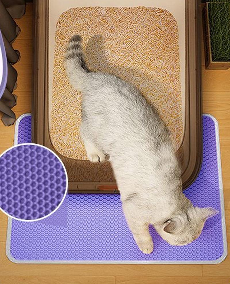 Двухслойный коврик для кошачьего туалета Водонепроницаемый Туалет для питомца Коврик-ловушка для кошачьего наполнителя Нескользящий Двухслойный Подстилка для кошачьего лотка Товар для питомца