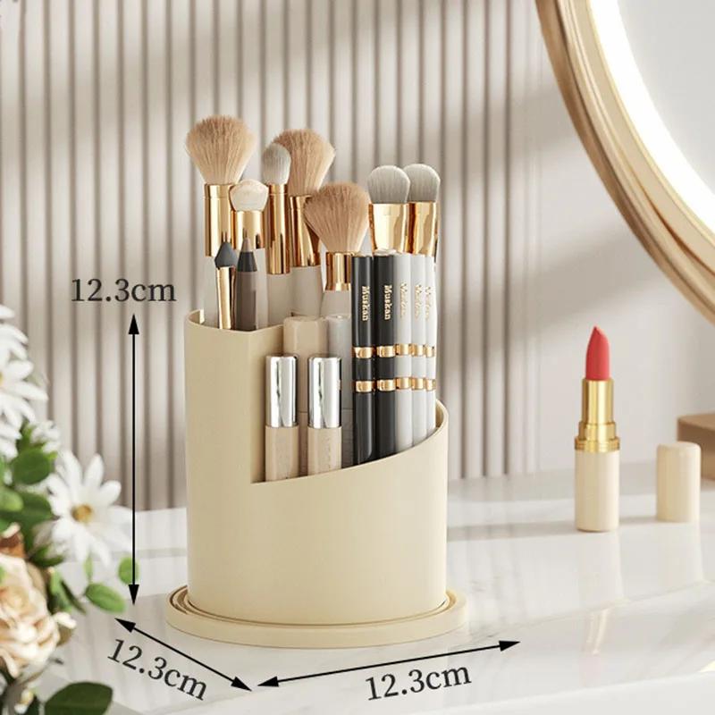 360° Rotatable Makeup Brush Holder With Lid Luxury Cosmetic Organizer Lipstick Eyebrow Pencil Holder Eye Shadow Storage Box