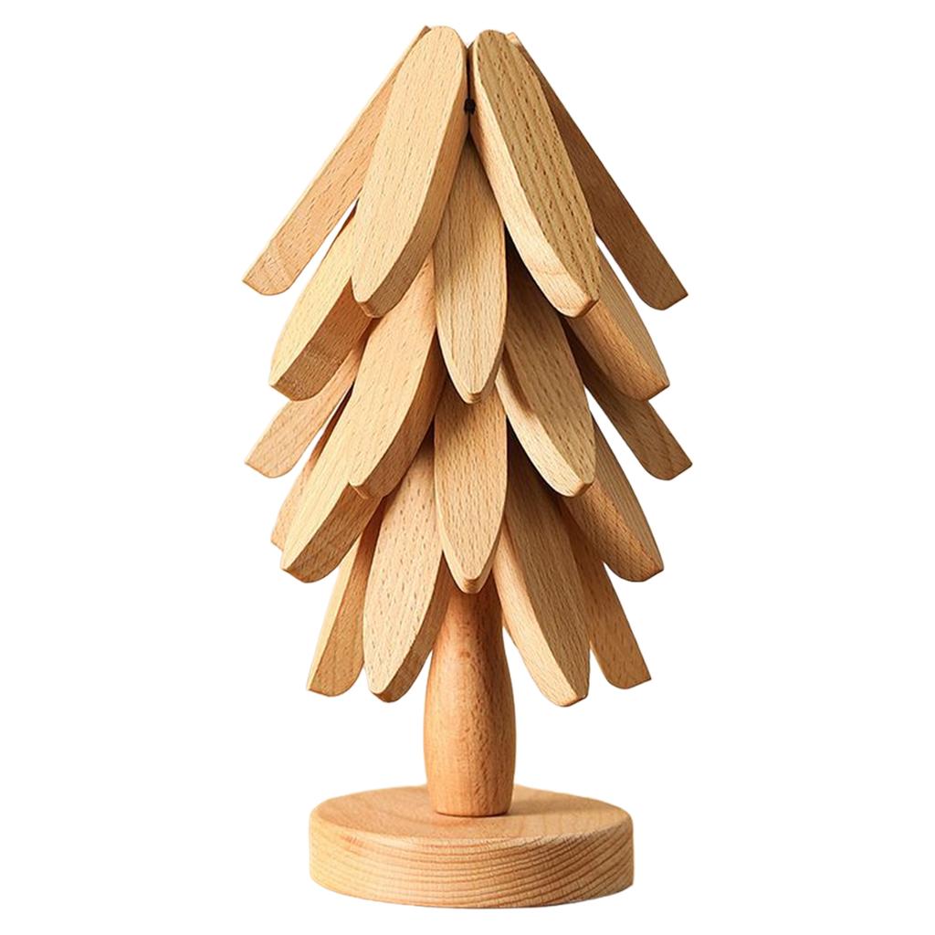 Christmas Tree Wooden Trivets Tree Shape Decorative Anti Scald Heat Table Mat Wood Table Mat for Teapot Hot Pots