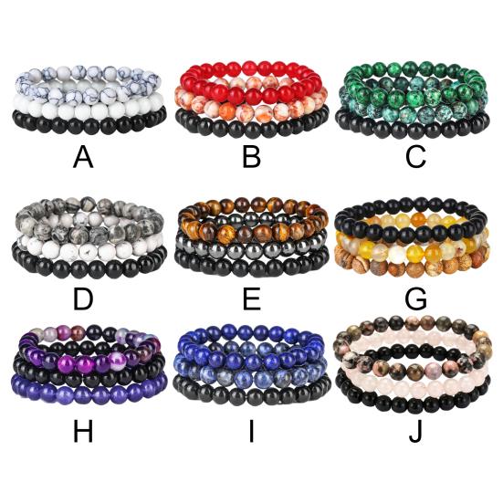 3 шт./компл. каменный браслет три в одном очаровательная эластичная веревка натуральный синий золотой тигровый глаз агат камень