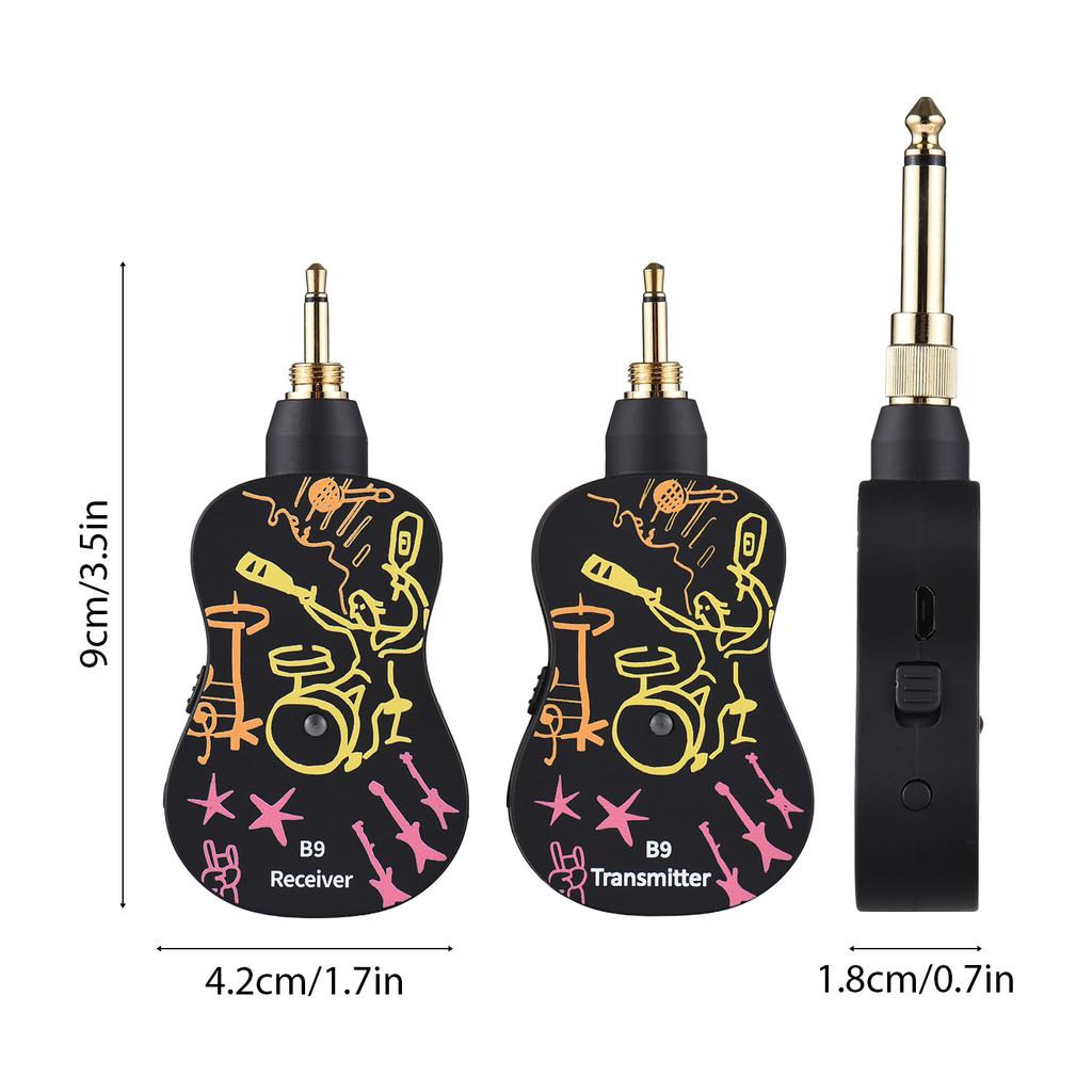 2.4G Wireless Guitar System Rechargeable 3.5mm Plug Guitar Transmitter Receiver Set for Electric