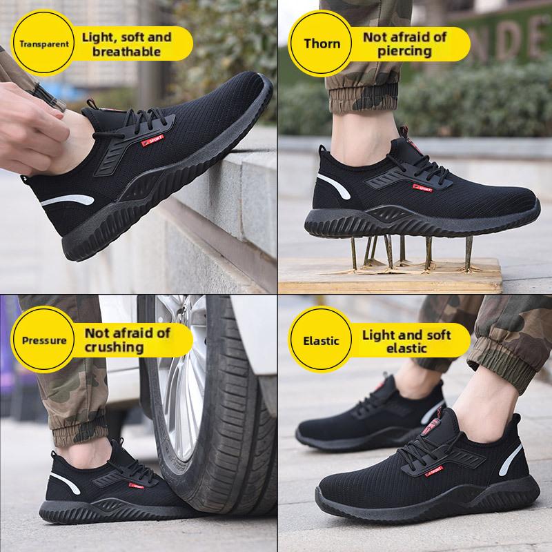 Oulylan Anti Smashing Safety Boots Puncture-Proof Lightweight Sneakers Men Steel Toe Work Shoes Non-slip Protective Footwear